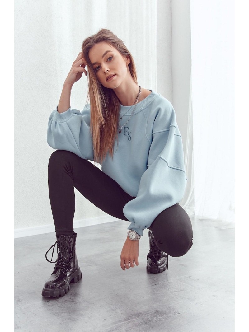 Loose, insulated sweatshirt with leggings, blue FI693 - Online store - Boutique